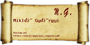 Mikló Györgyi névjegykártya